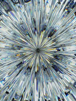 Gemstone or diamond texture closeup and kaleidoscope. 3d render, 3d illustration