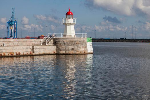 Lighthouse in Malmo. Malmo, Scania, Sweden.