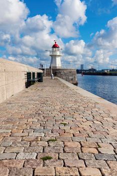 Lighthouse in Malmo. Malmo, Scania, Sweden.