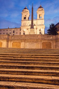 Spanish Steps and Trinita dei Monti Church in Rome. Rome, Italy, Lazio.