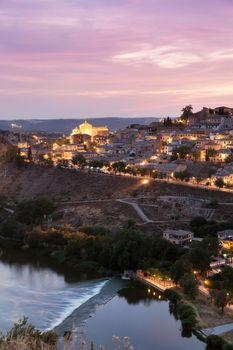 Panorama of Toledo at sunset. Toledo, Castile–La Mancha, Spain.
