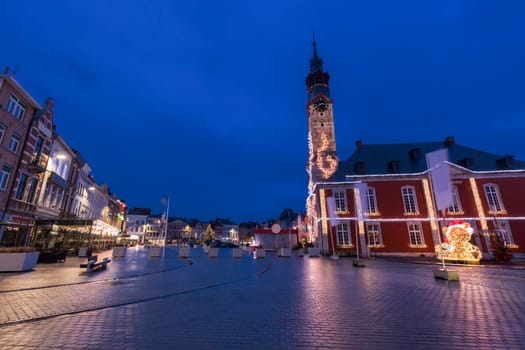 Main Square in Sint Truiden at dawn. Sint Truiden, Flemish Region, Belgium.