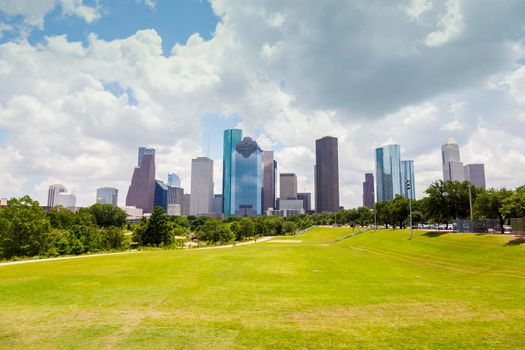 Panorama of Houston seen afternoon. Houston, Texas, USA.