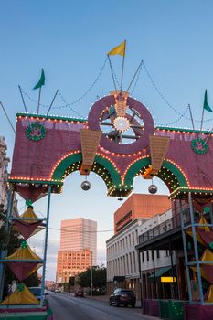 Boone Powell Arch in historic district. Galveston, Texas, USA.