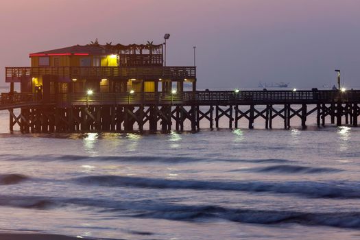Fishing pier in Galveston. Galveston, Texas, USA.