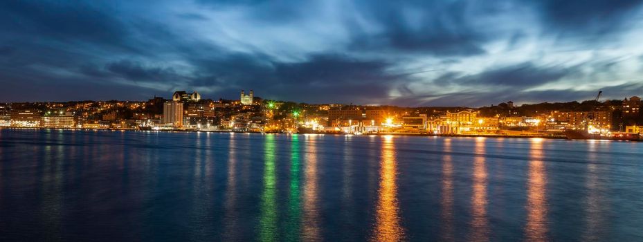 Panorama of St. John's at night. St. John's, Newfoundland and Labrador, Canada.