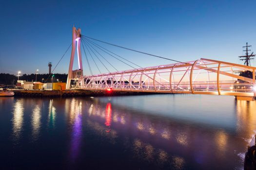 Pedestrian Bridge in Ustka. Ustka, Pomerania, Poland.