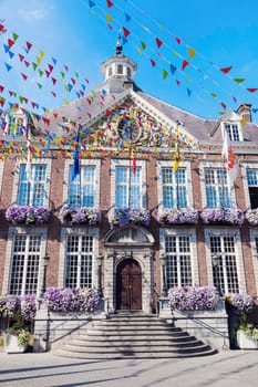 Hasselt City Hall seen morning time. Hasselt, Flemish Region, Belgium.