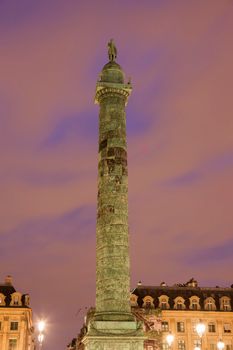 Vendome Column in Paris. Paris, Ile-de-France, France.