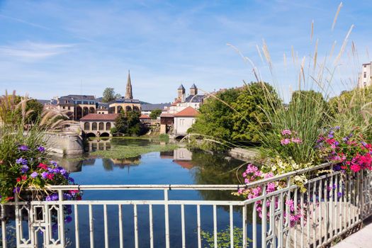 Architecture of Metz and Moselle River. Metz, Grand Est, France.