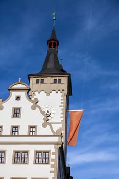 Grafeneckart in Wurzburg and blue sky. Wurzburg, Bavaria, Germany.