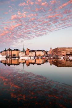Gamla Stan - Old Town of Stockholm seen at sunrise. Stockholm, Sodermanland and Uppland, Sweden.
