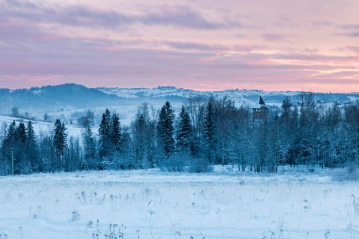 Winter panorama of Zakopane. Zakopane, Lesser Poland, Poland.