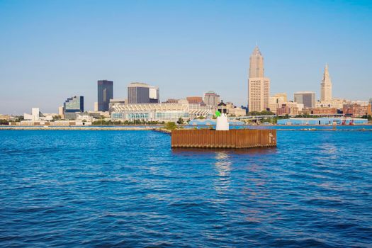 Cleveland - skyline seen from Lake Erie. Cleveland, Ohio, USA.