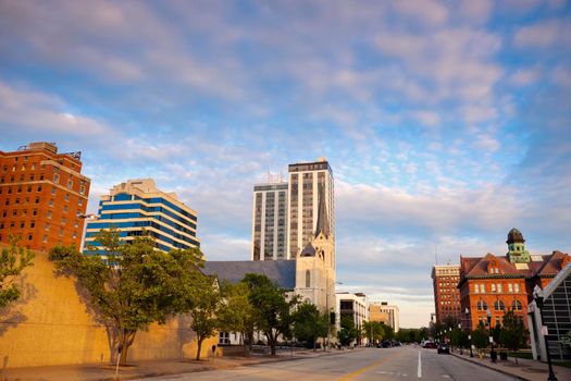 Panorama of Peoria at sunset. Peoria, Illinois, USA.