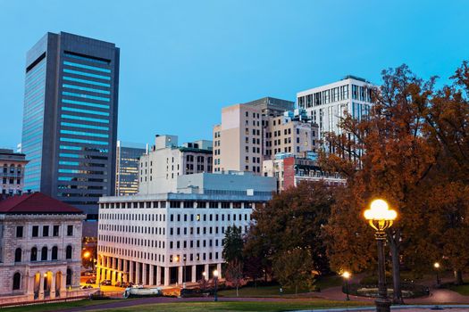 Panorama of Richmond at dusk. Richmond, Virginia, USA.