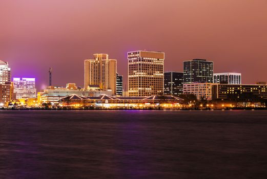 Norfolk - distant skyline. Norfolk, Virginia, USA.