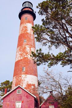 Assateague Lighthouse in Virginia. Assateague Island, Virginia, USA.