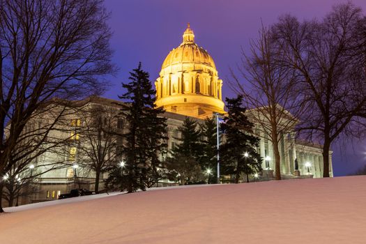 Jefferson City, Missouri - entrance to State Capitol Building. Jefferson City, Missouri, USA.