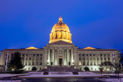 Jefferson City, Missouri - entrance to State Capitol Building. Jefferson City, Missouri, USA.