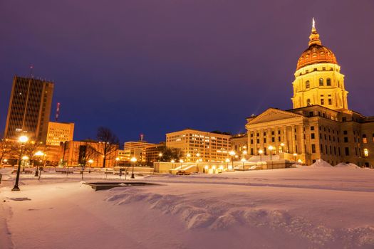 Topeka, Kansas - entrance to State Capitol Building. Topeka, Kansas, USA.