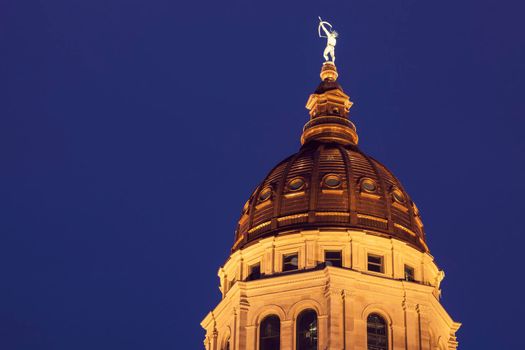 Topeka, Kansas - entrance to State Capitol Building. Topeka, Kansas, USA.