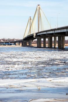 Bridge across Mississippi River in Alton. Alton, Illinois, USA.