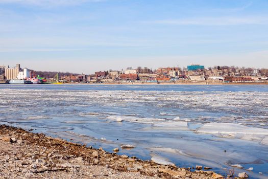 Panorama of Alton across Mississippi River. Alton, Illinois, USA.