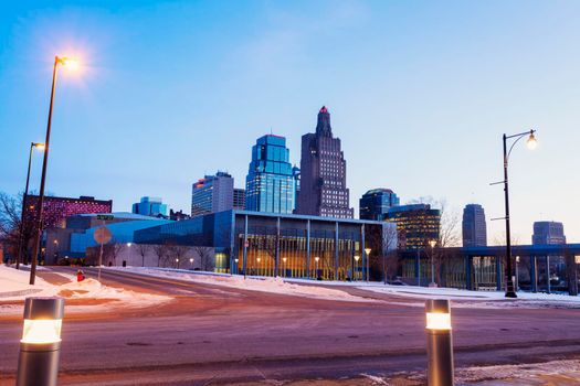 Kansas City panorama at dawn. Kansas City, Missouri, USA.