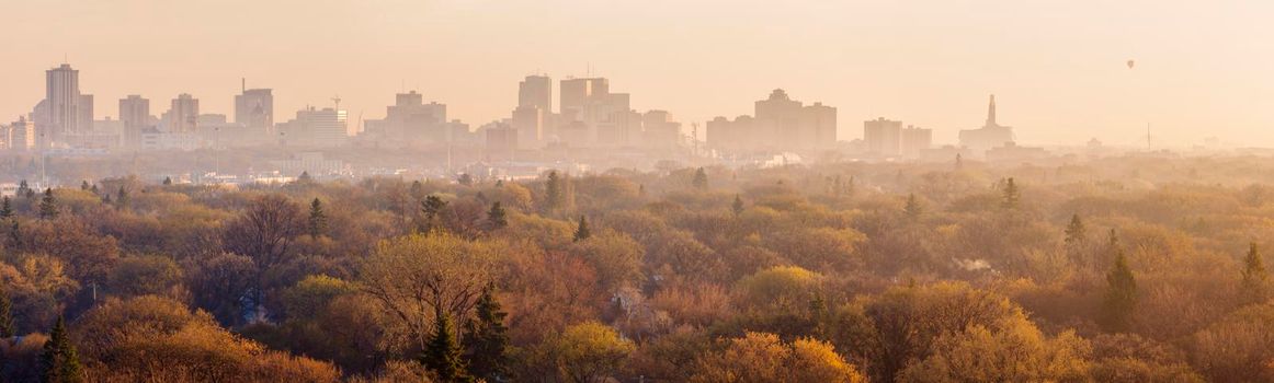 Winnipeg panorama at sunrise. Wynnipeg, Manitoba, Canada.