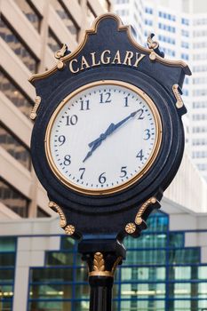 Old street clock in Calgary. Calgary, Alberta, Canada.