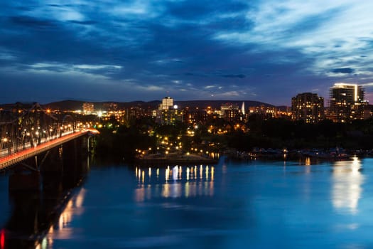 Alexandra Bridge and Gatineau panorama. Gatineau, Quebec, Canada.