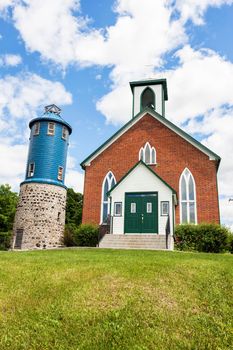 The Higginson Tower and St John Church. Higginson, Ontario, Canada.