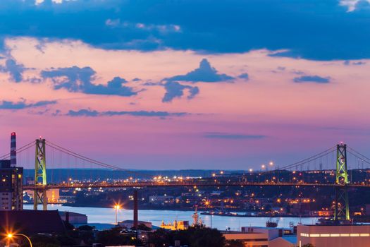 Angus L. Macdonald Bridge in Halifax. Halifax, Nova Scotia, Canada.