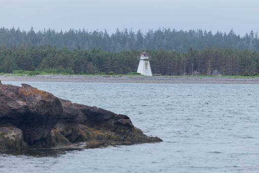 Jerseyman Island Lighthouse in Nova Scotia. Nova Scotia, Canada.