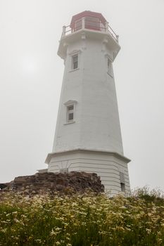 Louisbourg Lighthouse in Nova Scotia. Nova Scotia, Canada.
