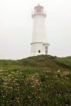 Louisbourg Lighthouse in Nova Scotia. Nova Scotia, Canada.