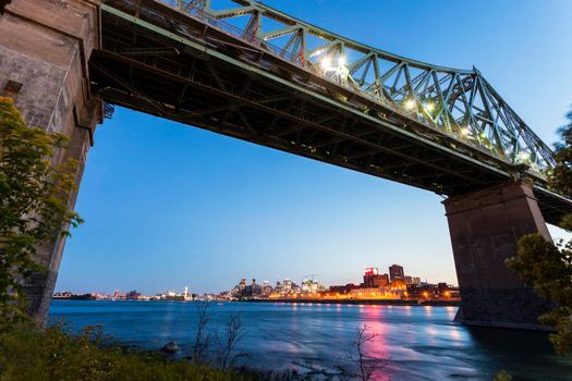 Jacques Cartier Bridge and skyline of Montreal. Montreal, Quebed, Canada.