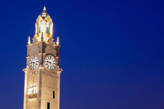 Montreal Clock Tower at night. Montreal, Quebec, Canada.