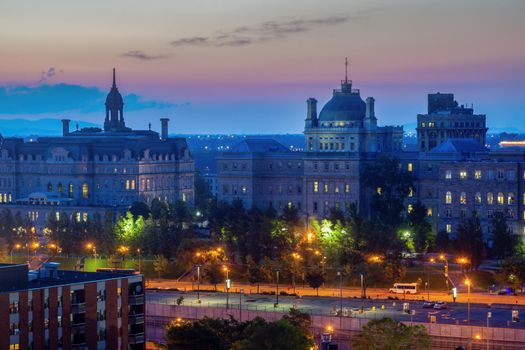 Panorama of Montreal at sunset. Montreal, Quebec, Canada.