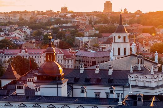 Architecture of VilniusAerial panorama of Vilnius at sunset