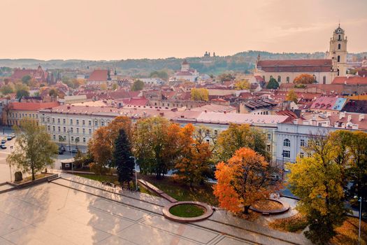 Architecture of Vilnius - aerial panorama of city. Vilnius, Lithuania.
