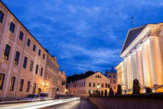 University of Tartu and street traffic. Tartu, Estonia.