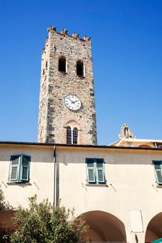Monterosso clock tower. Monterosso, Liguria, Italy.