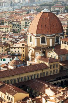 The Basilica di San Lorenzo (Basilica of St Lawrence) in Florence. Florence, Tuscany, Italy.