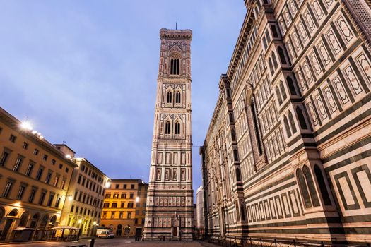 Bell tower of Santa Maria del Fiore in Florence. Florence, Tuscany, Italy.