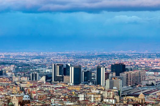 Panorama of Naples at dusk. Naples, Campania, Italy