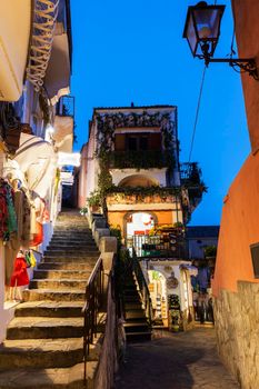 Positano architecture - narrow street in old town. Positano, Campania, Italy