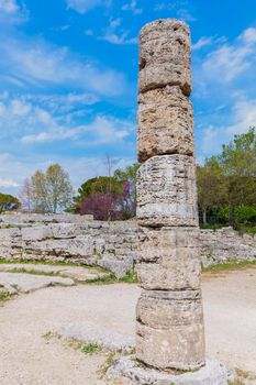 Paestum ruins in Italy. Paestum, Campania, Italy.