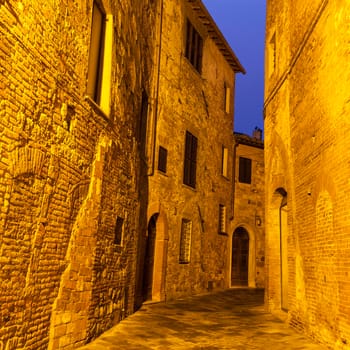Montepulciano - old town at night. Montepulciano, Tuscany, Italy
